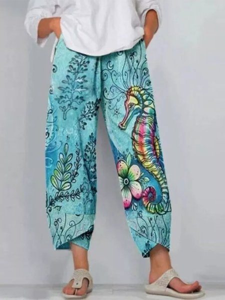 

JFN Ocean Seahorse Casual Harem Pants, Multicolor, Pants