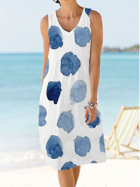 

V Neck Casual Geometric Sleeveless Women Dresses, Multicolor, Dresses