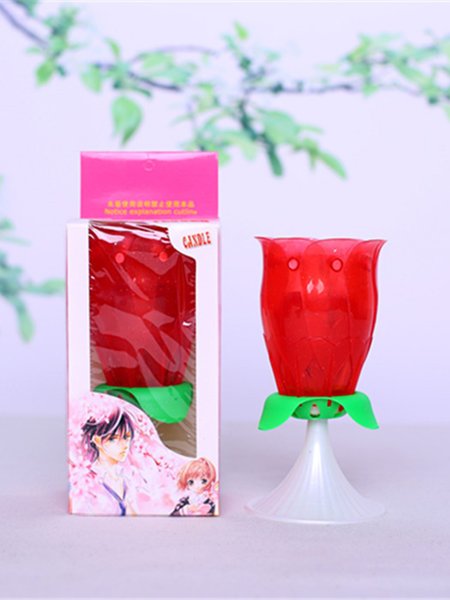 

JFN Rose Shape Birthday Music Candle Lights to Open, Red, Home & Garden & Decorations