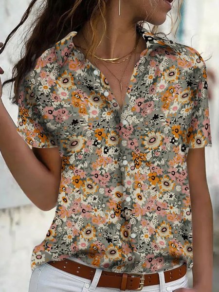

Floral Days Abstract Short Sleeve Blouse, Orange, Blouses