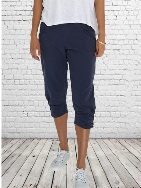 

Summer Plain Casual Vacation Shorts Pants, Blue, Pants