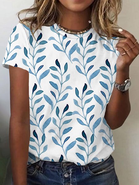 

Regular Fit Crew Neck Casual Short Sleeve T-Shirt, Blue, T-Shirts