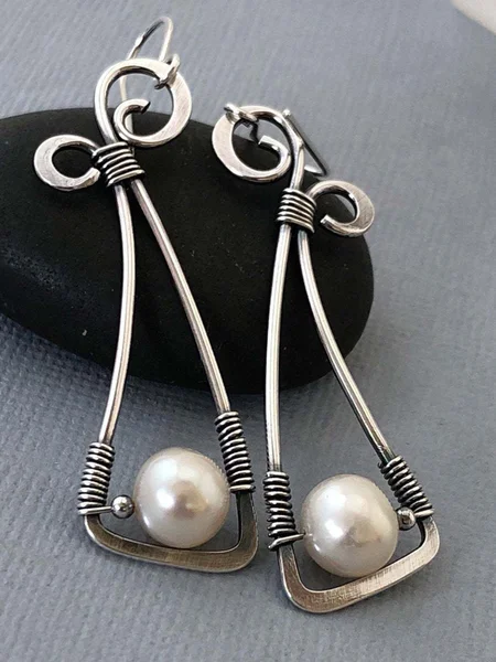 Sliver Casual Alloy Earrings, Silver, Earrings