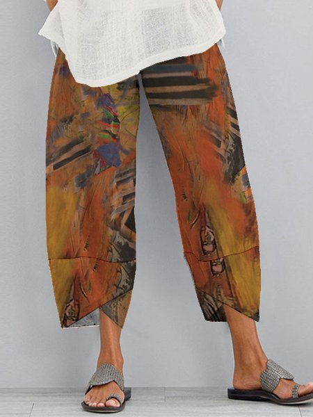 

Pockets Casual Tribal Pants, Multicolor, Bottoms