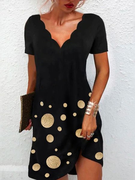 

Plus size Casual Short Sleeve Dress, Black, Mini Dresses