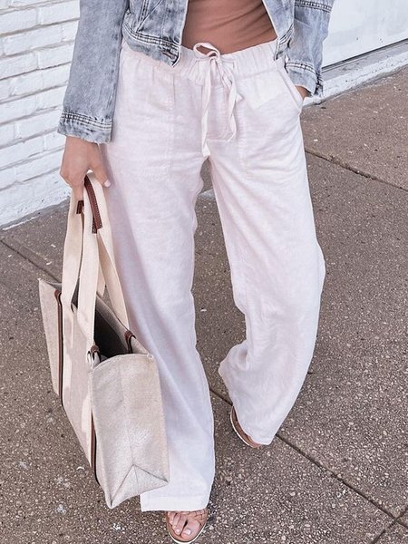

Solid Pants, White, Pants