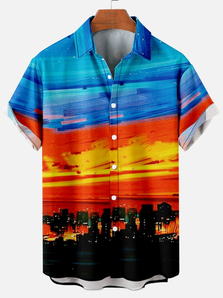 

Mens Casual Shirt Collar Short Sleeve Shirt, Black, Short Sleeves Shirts