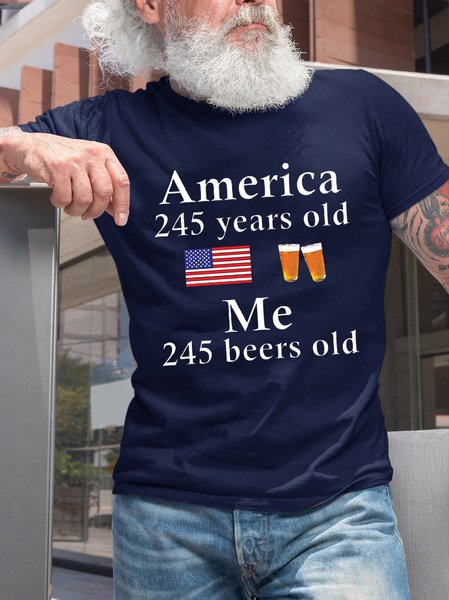 

2022 American Flag Day Funny Beer Print T-Shirt, Purplish blue, T-shirts