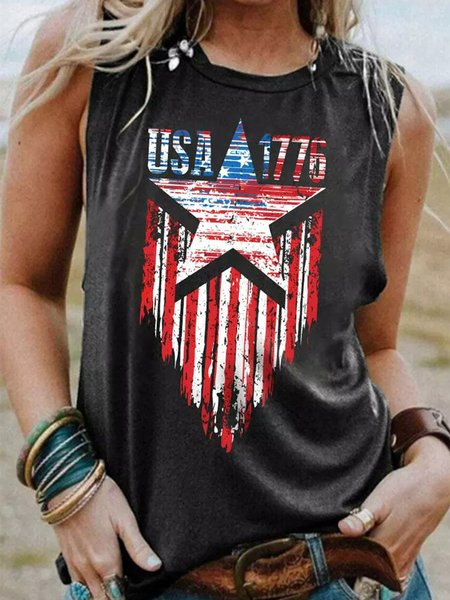 

Crew Neck Casual Flag Knit, Deep gray, Tanks & Camis