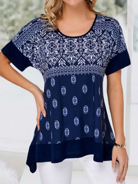 

Tribal Casual Short Sleeve T-Shirt, Dark blue, T-Shirts