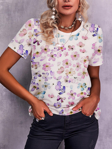 

Casual Short Sleeve T-Shirt, White, T-Shirts