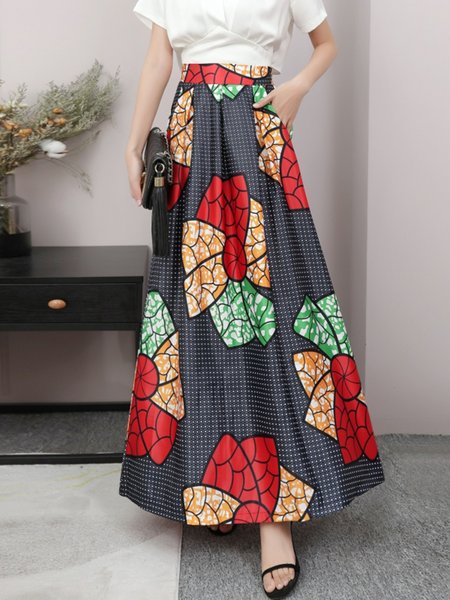 

Regular Fit Floral A LineA Long Skirt, Multicolor, Maxi Skirts