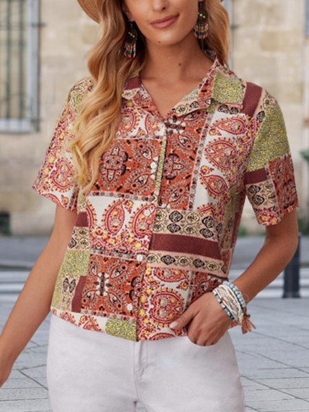 

Loosen Short Sleeve T-Shirt, Red, Shirts & Blouses