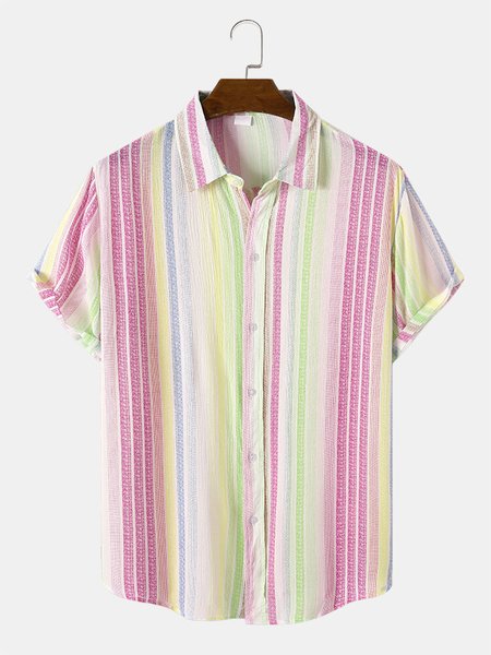 

Shirt Collar Cotton Blends Short Sleeve Short Sleeve Shirt, Red, Blouses&Shirts