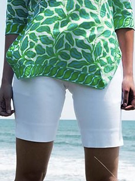 

Plain Plus Size Casual Shorts, White, Shorts
