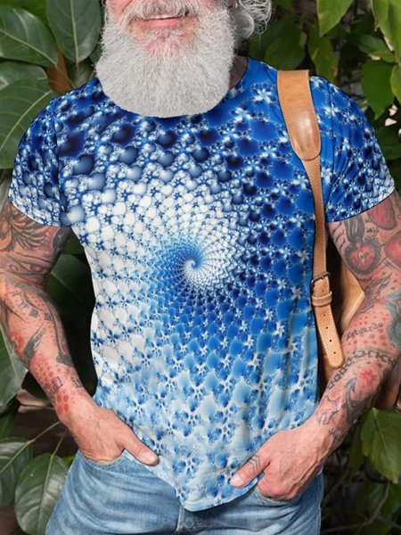 

Men's Casual Abstract 3D Print Crew Neck T-Shirt, As picture, T-shirts