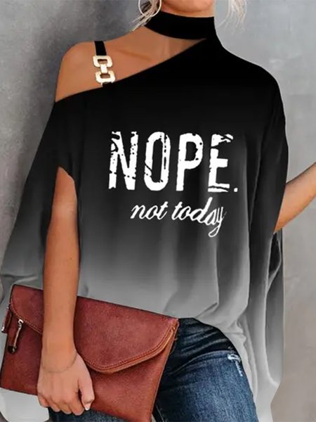 

Casual Ombre Loosen Short Sleeve Tops, Black, Tops