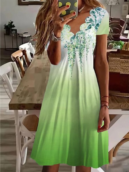 

Regular Fit Sexy Short Sleeve Knit Dress, Green, Dresses