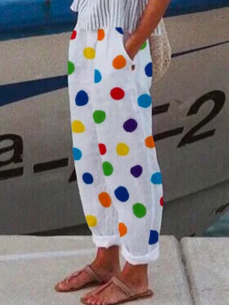 

Polka Dots Loosen Pants, Multicolor, Pants