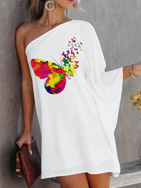 

Sexy Short Sleeve Knit Dress, White, Mini Dresses