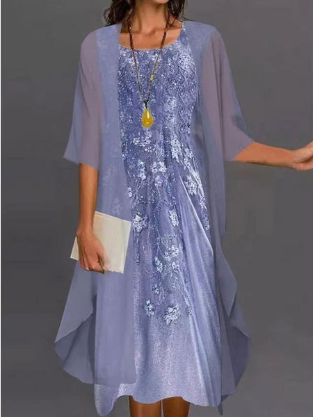 

Plain Regular Fit Vacation Short Sleeve Woven Dress, Blue, Dresses
