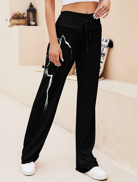 

Black Cat Women's Loosen Pants, As picture, Pants