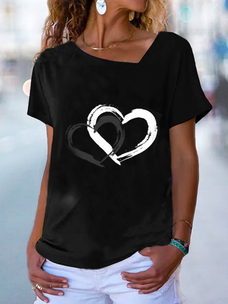 

Casual Short Sleeve T-Shirt, Black, T-Shirts