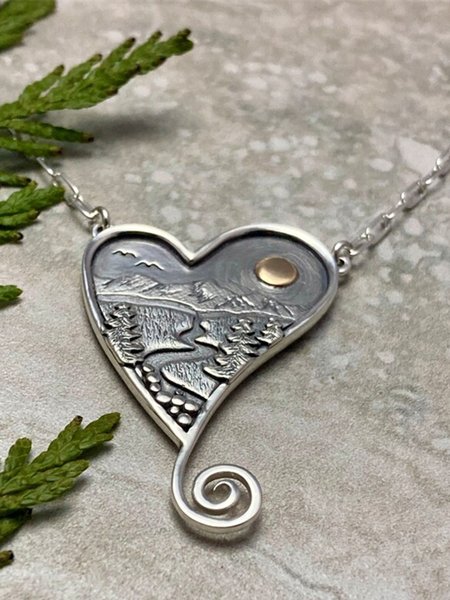 

Vintage Engraved Heart Necklace, Silver, Necklaces