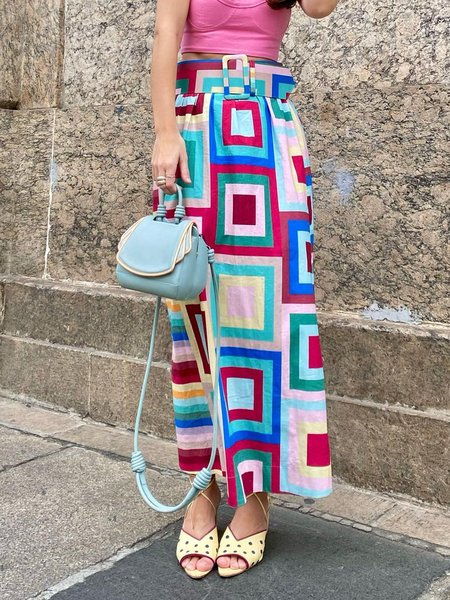 

Daily Geometric Straight Simple Long Skirt, Multicolor, Maxi Skirts
