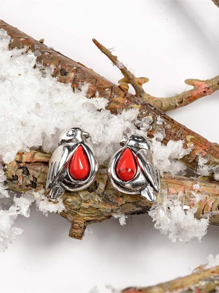 

Vintage Ruby Bird Earrings, Silver, Earrings