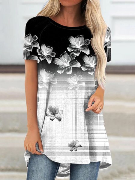 

Cotton Blends Ombre Short Sleeve T-Shirt, Black, T-Shirts