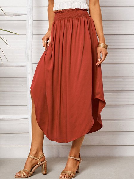 

Loosen Vacation Long Skirt, Orange, Midi Skirts