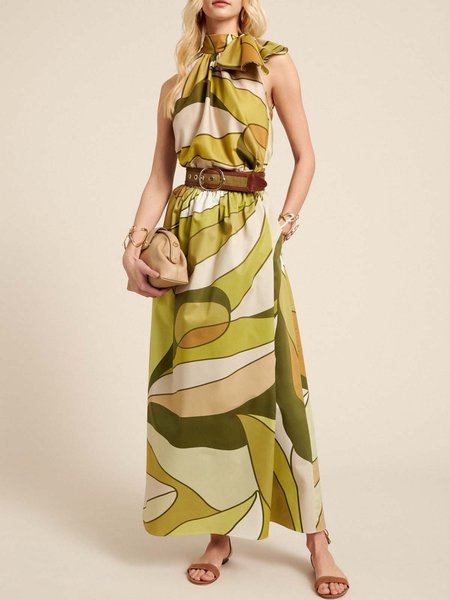 

Halter Vacation Sleeveless Printed Dresses, Multicolor, Maxi Dresses