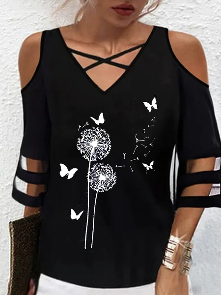 

Casual Short Sleeve Tops, Black, Tops