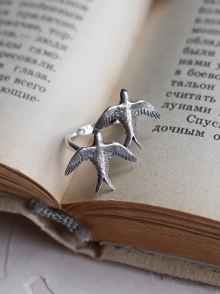 

JFN Vintage Animal Flying Dove Silver Ring, Rings