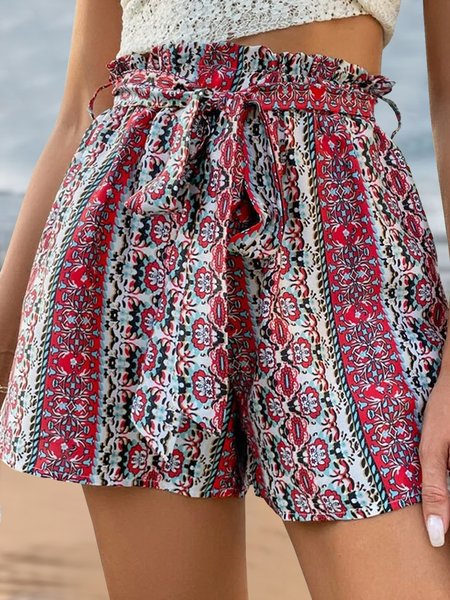 

Boho Printed Loosen Shorts, As picture, Shorts