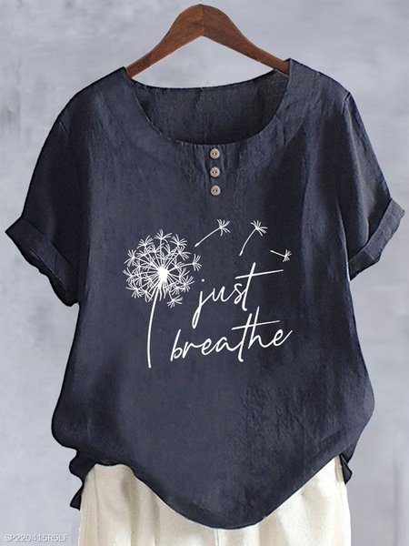 

Dandelion Casual Buttoned Short Sleeve Tops, Dark blue, Blouses & Shirts