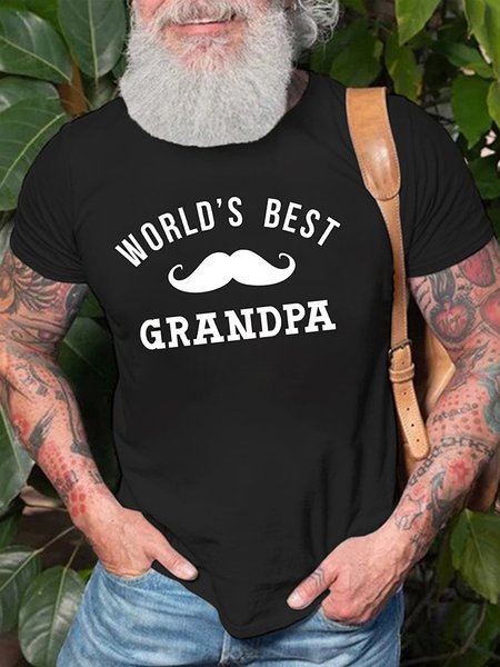 

Crew Neck Casual Cotton Short Sleeve T-Shirt, Black, T-Shirts