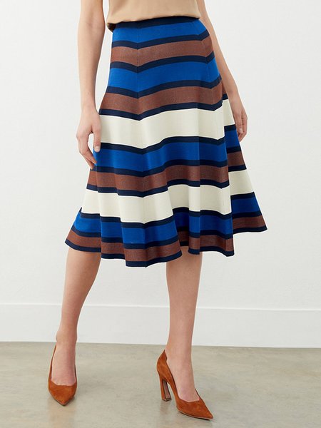 

Simple Striped Long Skirt, Stripe, Midi Skirts