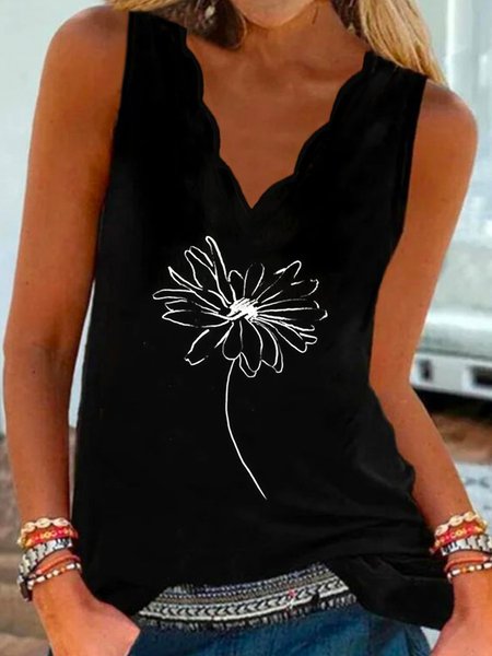 

Loosen V Neck Knit, Black, Tank Top