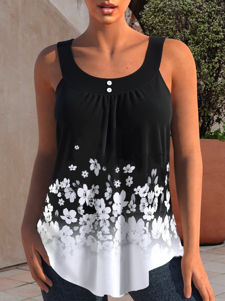 

Casual Loosen Knit, Black, Tank Top