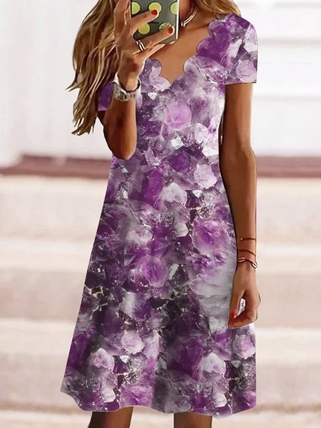 

JFN Scallop Neck ombre Vacation Midi Dress, Purple, Dresses