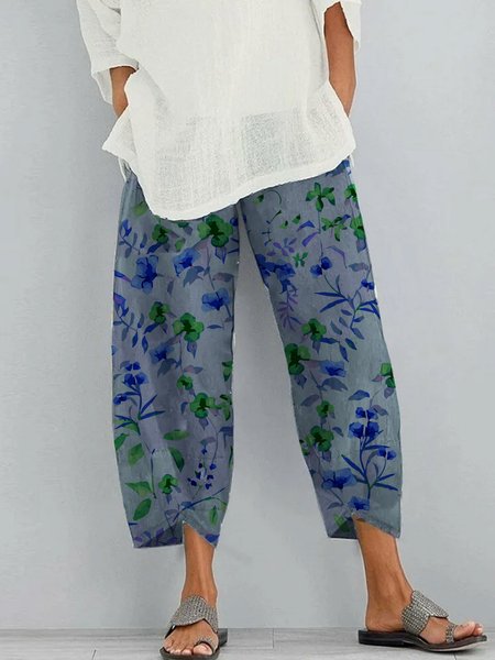 

Casual Loosen Pants Ninth pants, Blue, Pants