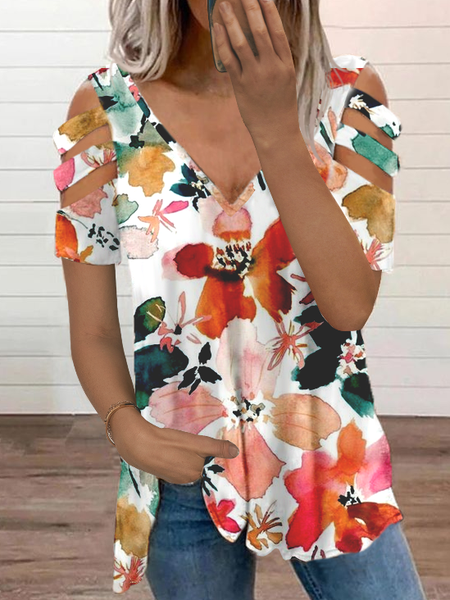 

Loosen Casual Short Sleeve T-Shirt, Multicolor, T-Shirts