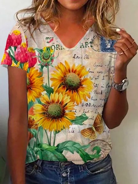 

Casual Short Sleeve T-Shirt, As picture, T-Shirts