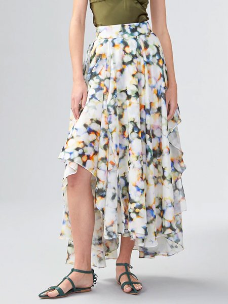 

Zipper fly Daily Vacation Abstract Long Skirt, As picture, Maxi Skirts