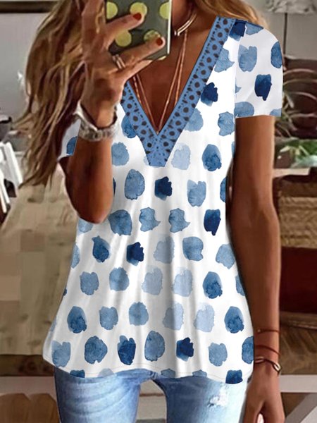 

Vacation Lace Short Sleeve T-Shirt, Blue, T-Shirts