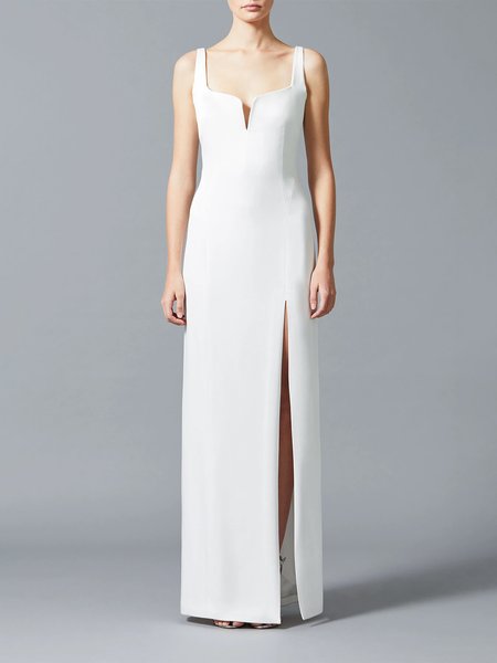 

Elegant Sleeveless Solid Regular Fit Maxi Dress, White, Maxi Dresses