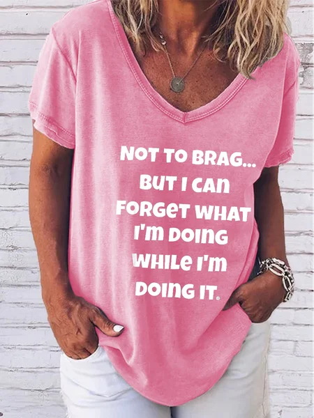 Old Geezer Funny Sayings Print V-Neck T-shirt, Pink, T-shirts
