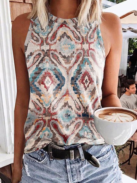 

Cotton Blends Tribal Knit, Flower, Tank Top